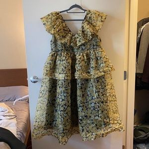 Ganni yellow floral organza dress BNWT